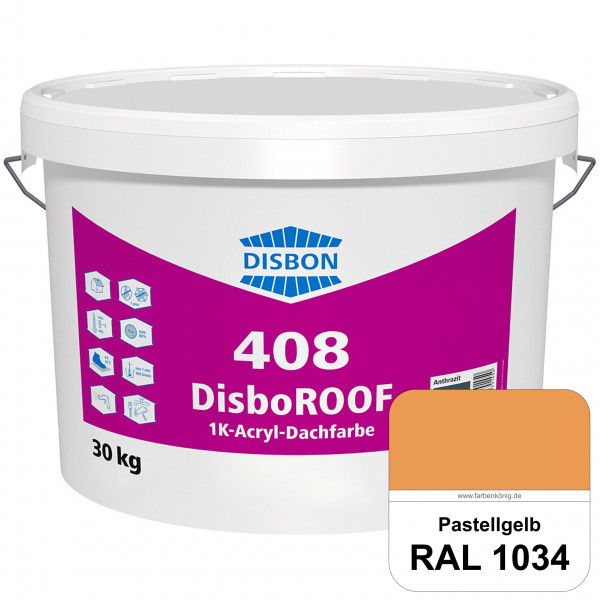 DisboROOF 408 1K-Acryl-Dachfarbe (RAL 1034 Pastellgelb) Elastische Reinacrylatbeschichtung für Beton
