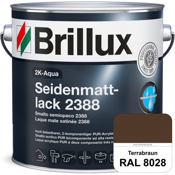 2K-Aqua Seidenmattlack 2388 (RAL 8028 Terrabraun) mechanisch und chemisch hoch belastbar für außen &