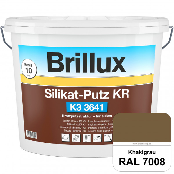 Silikat-Putz KR K3 3641 (RAL 7008 Khakigrau) Dekorativer Kratzputz auf Silikatbasis