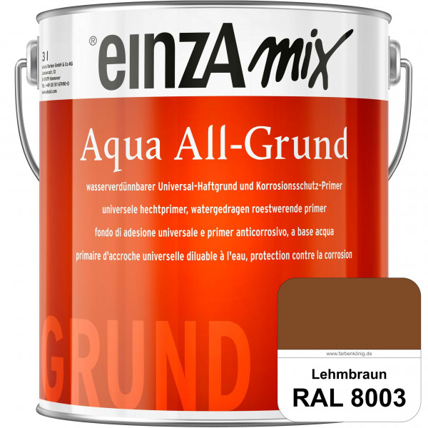 einzA Aqua All-Grund (RAL 8003 Lehmbraun) Wasserverdünnbarer Haftgrund & Korrosionsschutz-Primer