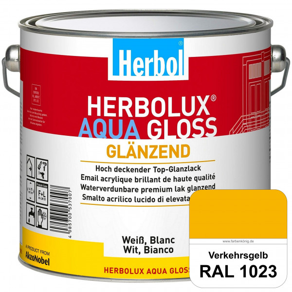 Herbolux Aqua Gloss (RAL 1023 Verkehrsgelb) Wasserverdünnbarer Top-Glanzlack (Innen)