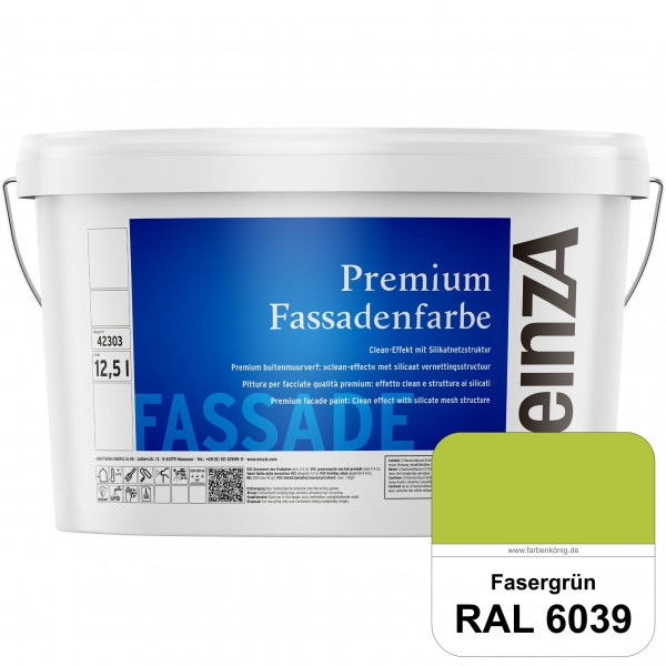 einzA Premium Fassadenfarbe (RAL 6039 Fasergrün) Hochwertige Fassadenfarbe mit Clean-Effekt
