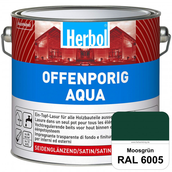 Offenporig Aqua (RAL 6005 Moosgrün) Wasserverdünnbar & hochwertige Ein-Topf-Holzlasur - Feuchteschut