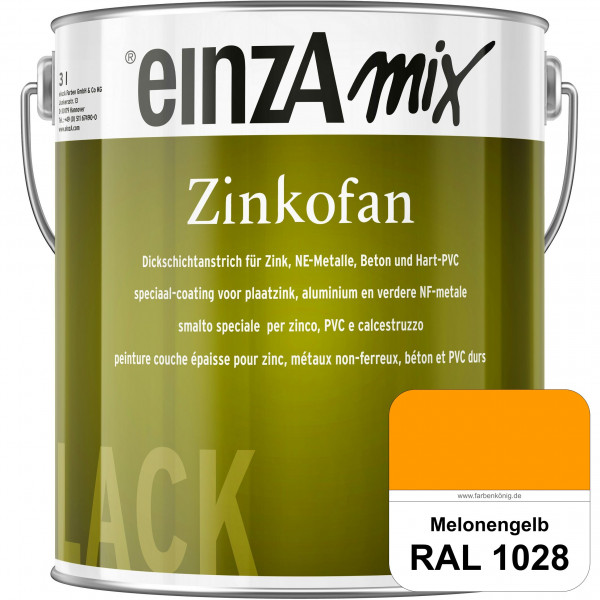 einzA Zinkofan (RAL 1028 Melonengelb) Hoch wetterbeständiges "Dickschicht-1-Topf-System"
