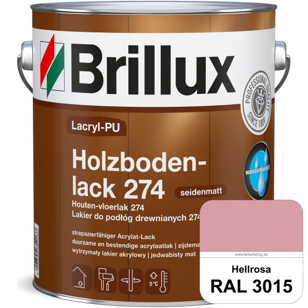 Lacryl-PU Holzbodenlack 274 (RAL 3015 Hellrosa) hochwertige & widerstandsfähige, deckende Versiegelu