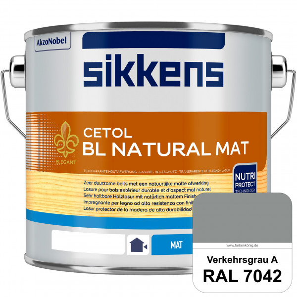 Cetol BL Natural Mat (RAL 7042 Verkehrsgrau A) Matte, wasserverdünnnbare Dünnschichtlasur
