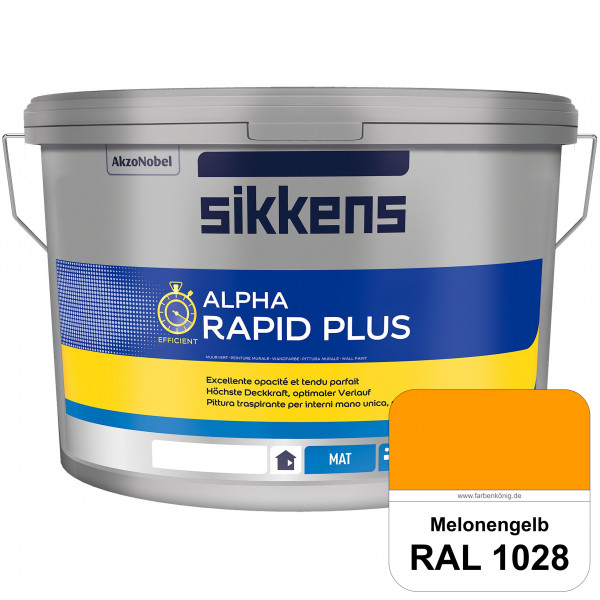 Alpha Rapid Plus (RAL 1028 Melonengelb) Hochwertige & stumpfmatte Wandfarbe für mittlere Belastungen