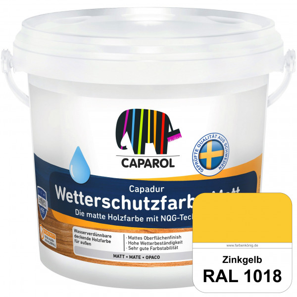 Capadur Wetterschutzfarbe Matt (RAL 1018 Zinkgelb) matte Holzfarbe mit NQG-Technologie für außen