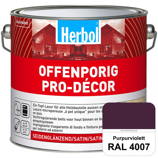 Herbol Offenporig Pro-Décor (RAL 4007 Purpurviolett) Hochwertige Ein-Topf-Holzlasur mit 2-Phasen-UV-