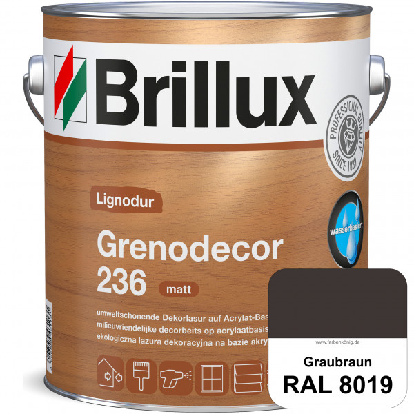 Grenodecor 236 (RAL 8019 Graubraun) Umwelt- und gesundheitsschonende, diffusionsfähige Dekorlasur mi