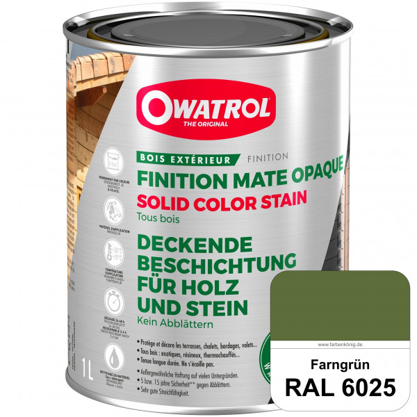 Solid Color Stain (RAL 6025 Farngrün) deckende und matte Wetterschutzfarbe außen