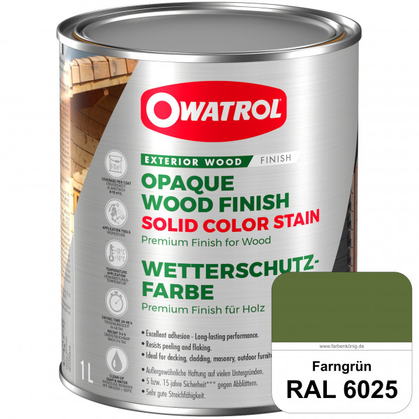 Solid Color Stain (RAL 6025 Farngrün) deckende und matte Wetterschutzfarbe außen