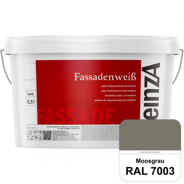 einzA Fassadenweiß (RAL 7003 Moosgrau) Sil-Fassadenfarbe gegen Schmutz & Vergrünung