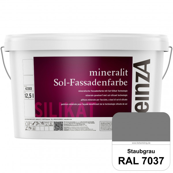 einzA mineralit Sol Fassadenfarbe (RAL 7037 Staubgrau) mineralische Fassadenfarbe mit Sol-Silikat Te