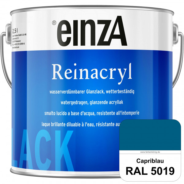 einzA Reinacryl (RAL 5019 Capriblau) wetterbeständige glänzende Acryl-PU-Lackfarbe