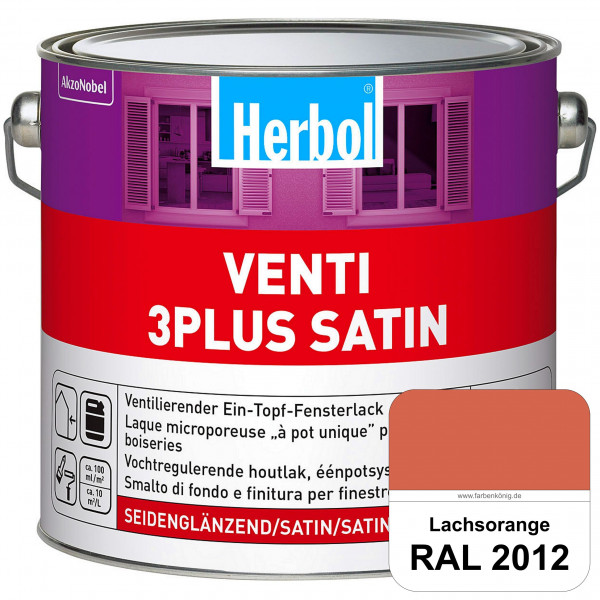 Venti 3Plus Satin (RAL 2012 Lachsorange) feuchtigkeitregulierender & seidenglänzender Ein-Topf-Fenst