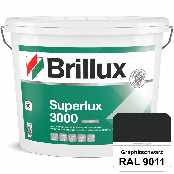 Superlux 3000 (RAL 9011 Graphitschwarz) hoch deckende stumpfmatte Innen-Dispersionsfarbe - streiflic