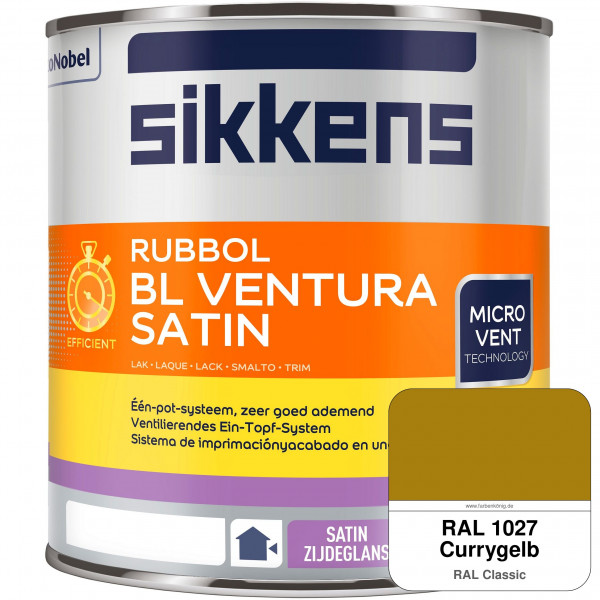 Rubbol BL Ventura Satin NEU (RAL 1027 Currygelb) Seidenglanzlack (wasserbasiert) Fenster außen