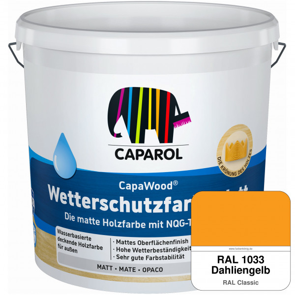 CapaWood® Wetterschutzfarbe Matt (RAL 1033 Dahliengelb) - ersetzt Capadur Wetterschutzfarbe Matt