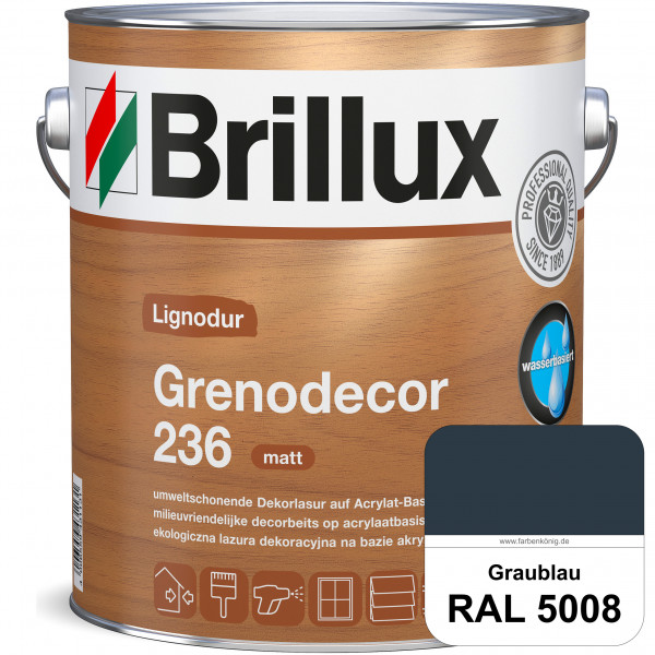 Grenodecor 236 (RAL 5008 Graublau) Umwelt- und gesundheitsschonende, diffusionsfähige Dekorlasur mit