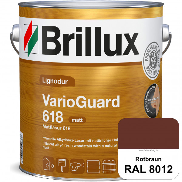 Mattlasur 618 (RAL 8012 Rotbraun) matte & wetterbeständige Lasur (lösemittelhaltig) für Laub- und Na