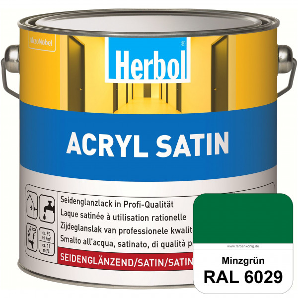 Acryl Satin (RAL 6029 Minzgrün) wasserverdünnbarer seidenglänzender Lack (Innen & Außen)