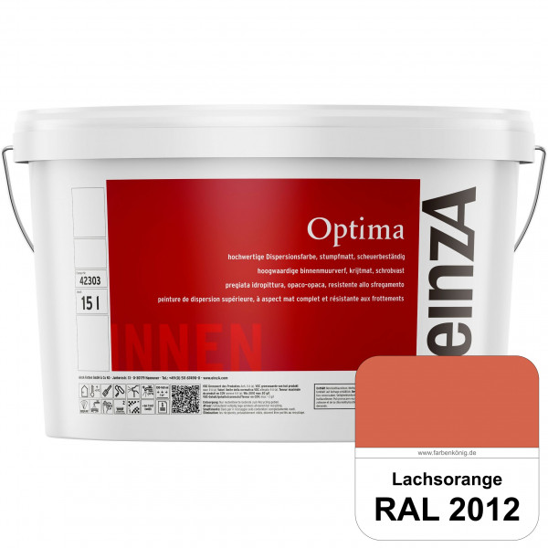 einzA Optima (RAL 2012 Lachsorange) Stumpfmatte Dispersionsfarbe für hochwertige Anstriche