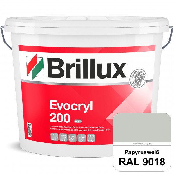 Evocryl 200 (RAL 9018 Papyrusweiß) Verschmutzungsunempfindliche 100% Reinacrylat Fassadenfarbe