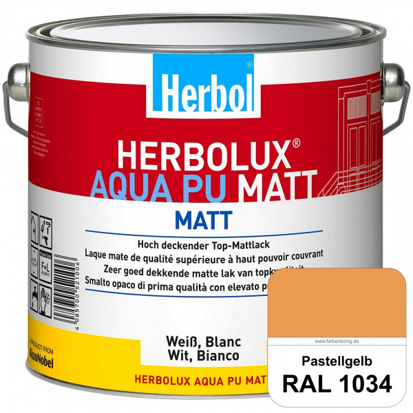 Herbolux Aqua PU Matt (RAL 1034 Pastellgelb) Top-PU-Mattlack auf Wasserbasis (Innen)