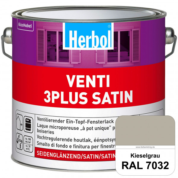 Venti 3Plus Satin (RAL 7032 Kieselgrau) feuchtigkeitregulierender & seidenglänzender Ein-Topf-Fenste
