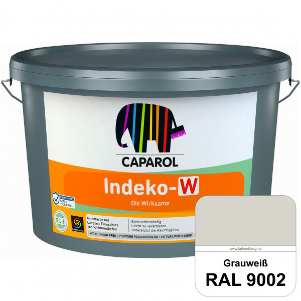 Indeko-W (RAL 9002 Grauweiß) Matte Kunstharz-Innenfarbe mit Langzeit-Filmschutz vor Schimmelbefal