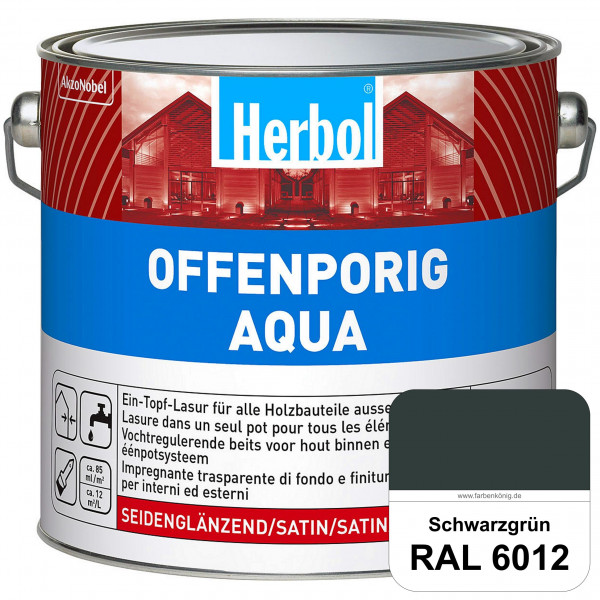 Offenporig Aqua (RAL 6012 Schwarzgrün) Wasserverdünnbar & hochwertige Ein-Topf-Holzlasur - Feuchtesc