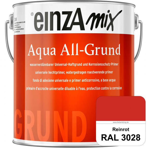 einzA Aqua All-Grund (RAL 3028 Reinrot) Wasserverdünnbarer Haftgrund & Korrosionsschutz-Primer