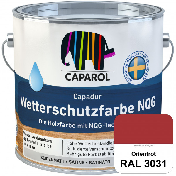 Capadur Wetterschutzfarbe NQG (RAL 3031 Orientrot) Holzfarbe mit NQG-Technologie wasserbasiert für a