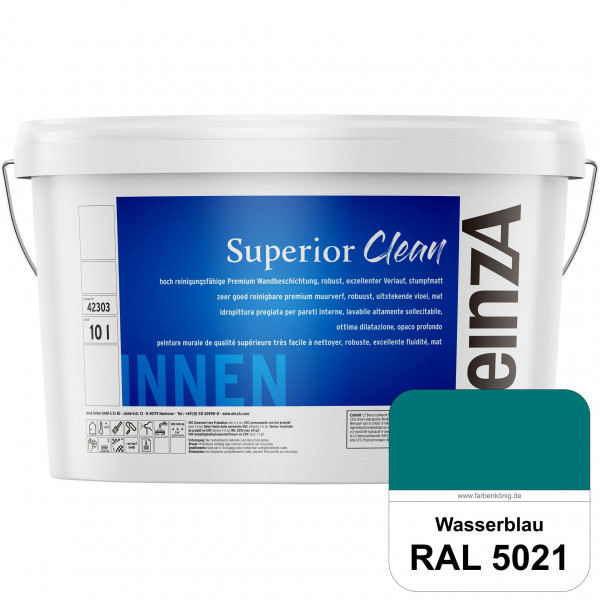 einzA Superior Clean (RAL 5021 Wasserblau) Hoch reinigungsfähige, stumpfmatte Premium-Wandbeschichtu