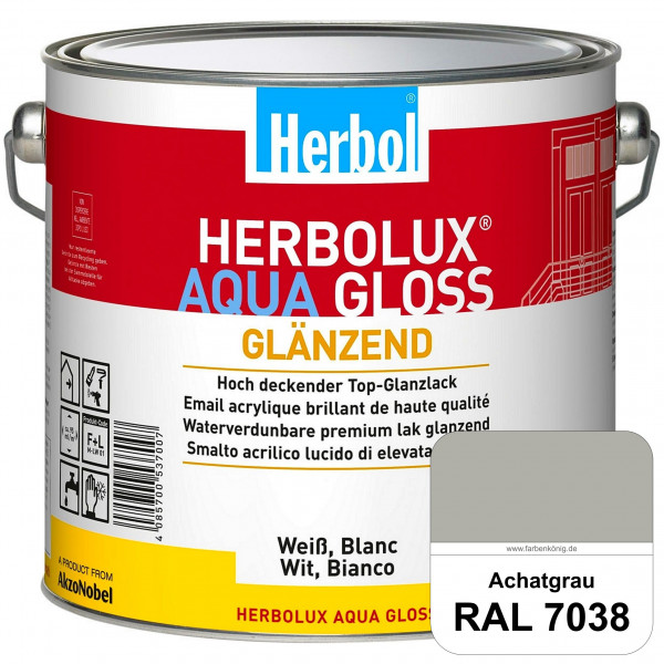 Herbolux Aqua Gloss (RAL 7038 Achatgrau) Wasserverdünnbarer Top-Glanzlack (Innen)