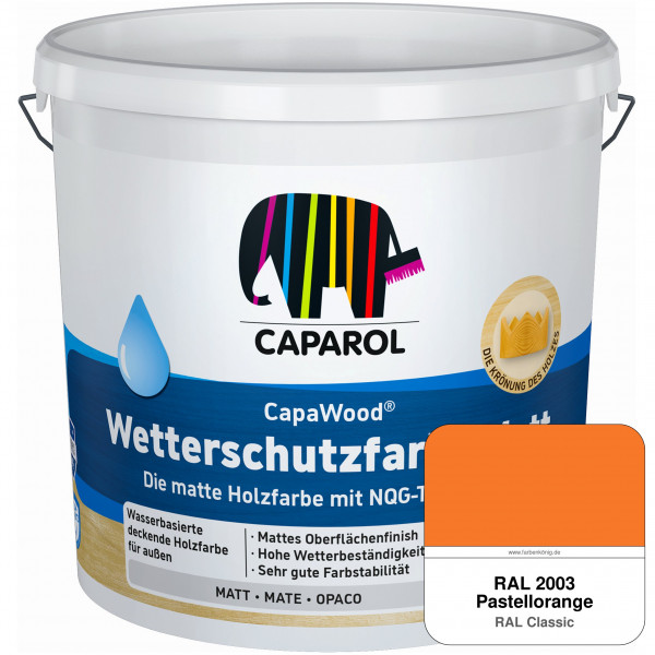 CapaWood® Wetterschutzfarbe Matt (RAL 2003 Pastellorange) - ersetzt Capadur Wetterschutzfarbe Matt
