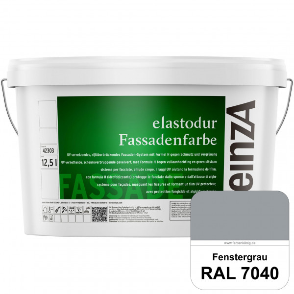 einzA elastodur Fassadenfarbe (RAL 7040 Fenstergrau) UV-vernetzendes & rissüberbrückendes Fassadenfa