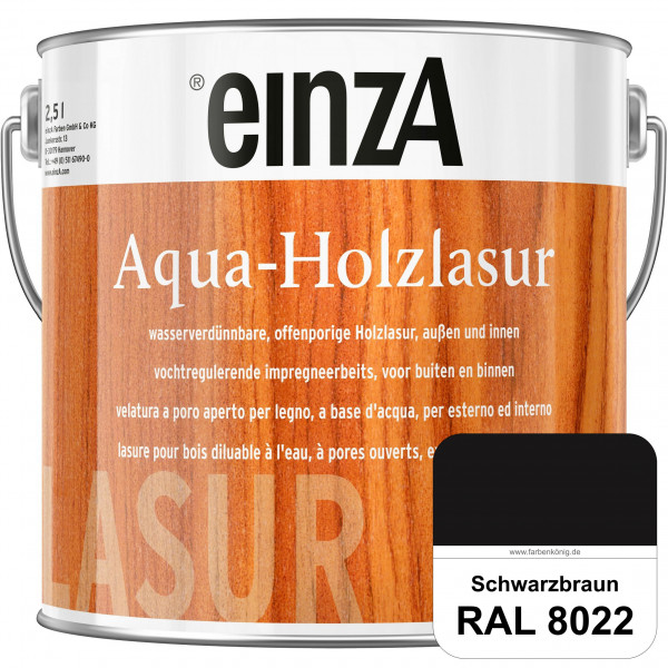einzA Aqua-Holzlasur (RAL 8022 Schwarzbraun) wasserverdünnbare offenporige Holzlasur für Holzbauteil