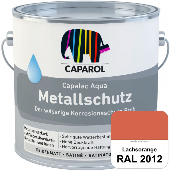 Capalac Aqua Metallschutz (RAL 2012 Lachsorange) wasserbasierter Korrosionsschutz für Stahl & verzin
