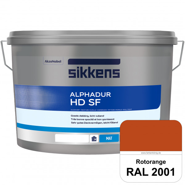 Alphadur HD SF (RAL 2001 Rotorange) matte hochdeckende waschbeständige Innenwandfarbe