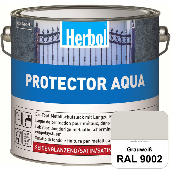 Protector Aqua (RAL 9002 Grauweiß) Lack für Eisen, Stahl und NE-Metalle (Innen&Außen)