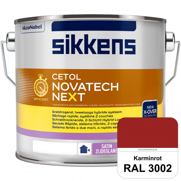 Cetol Novatech neXt (RAL 3002 Karminrot) Schnelltrocknende Hybrid-Lasur mit höchster Wetterbeständig