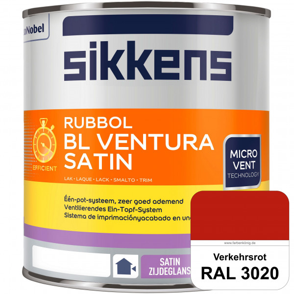 Rubbol BL Ventura Satin (RAL 3020 Verkehrsrot) Seidenglanzlack (wasserbasiert) Fenster außen