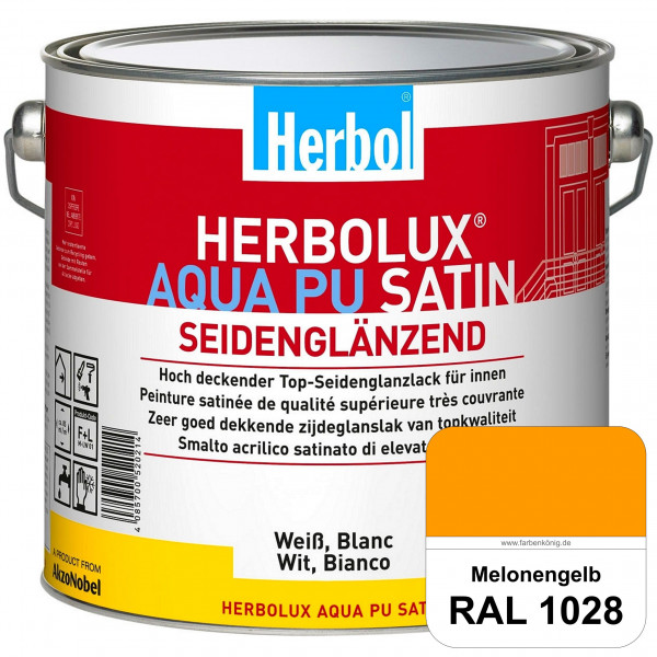 Herbolux Aqua PU Satin (RAL 1028 Melonengelb) Wasserverdünnbarer Top-PU-Seidenglanzlack (Innen)