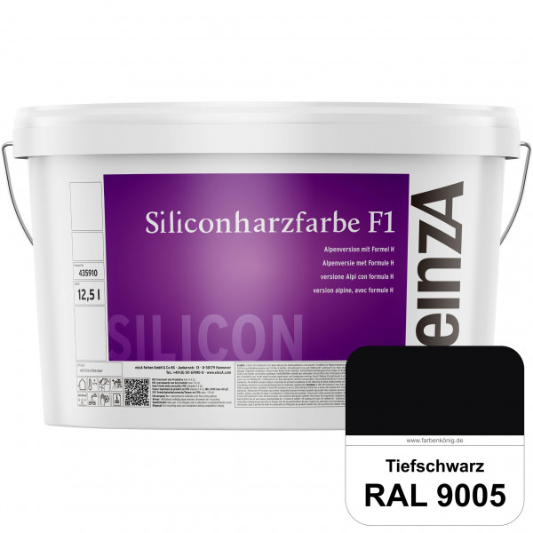 einzA Siliconharzfarbe F1 (RAL 9005 Tiefschwarz) Universal Siliconharz-Fassadenfarbe, kalkmatt, wett