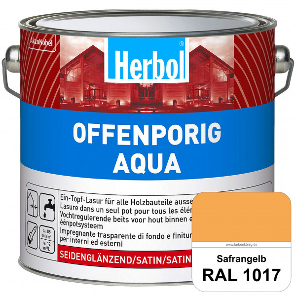 Offenporig Aqua (RAL 1017 Safrangelb) Wasserverdünnbar & hochwertige Ein-Topf-Holzlasur - Feuchtesch