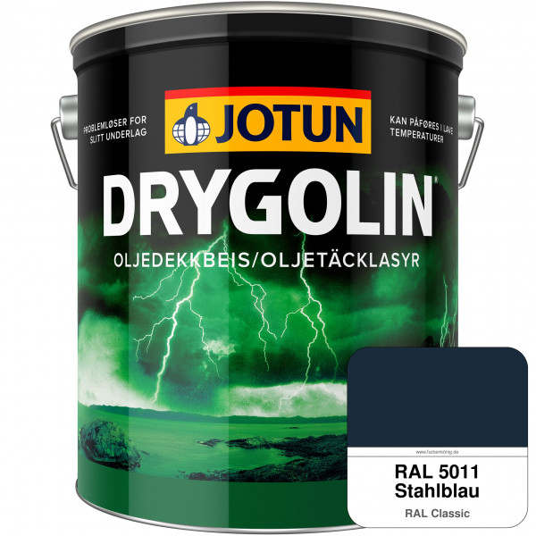 DRYGOLIN Oljedekkbeis - Deckende & wetterbeständige Öllasur für Außen (RAL 5011 Stahlblau)