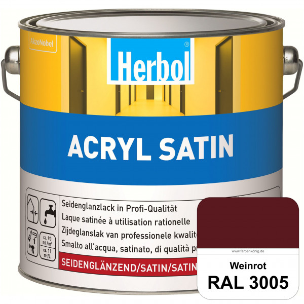 Acryl Satin (RAL 3005 Weinrot) wasserverdünnbarer seidenglänzender Lack (Innen & Außen)