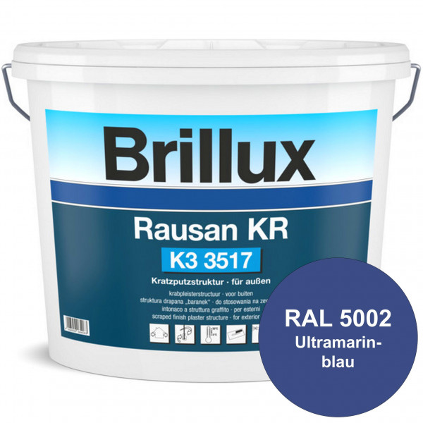 Rausan KR K3 3517 mit Protect (RAL 5002 Ultramarinblau) Organisch gebundener Kratzputz für wetterbes